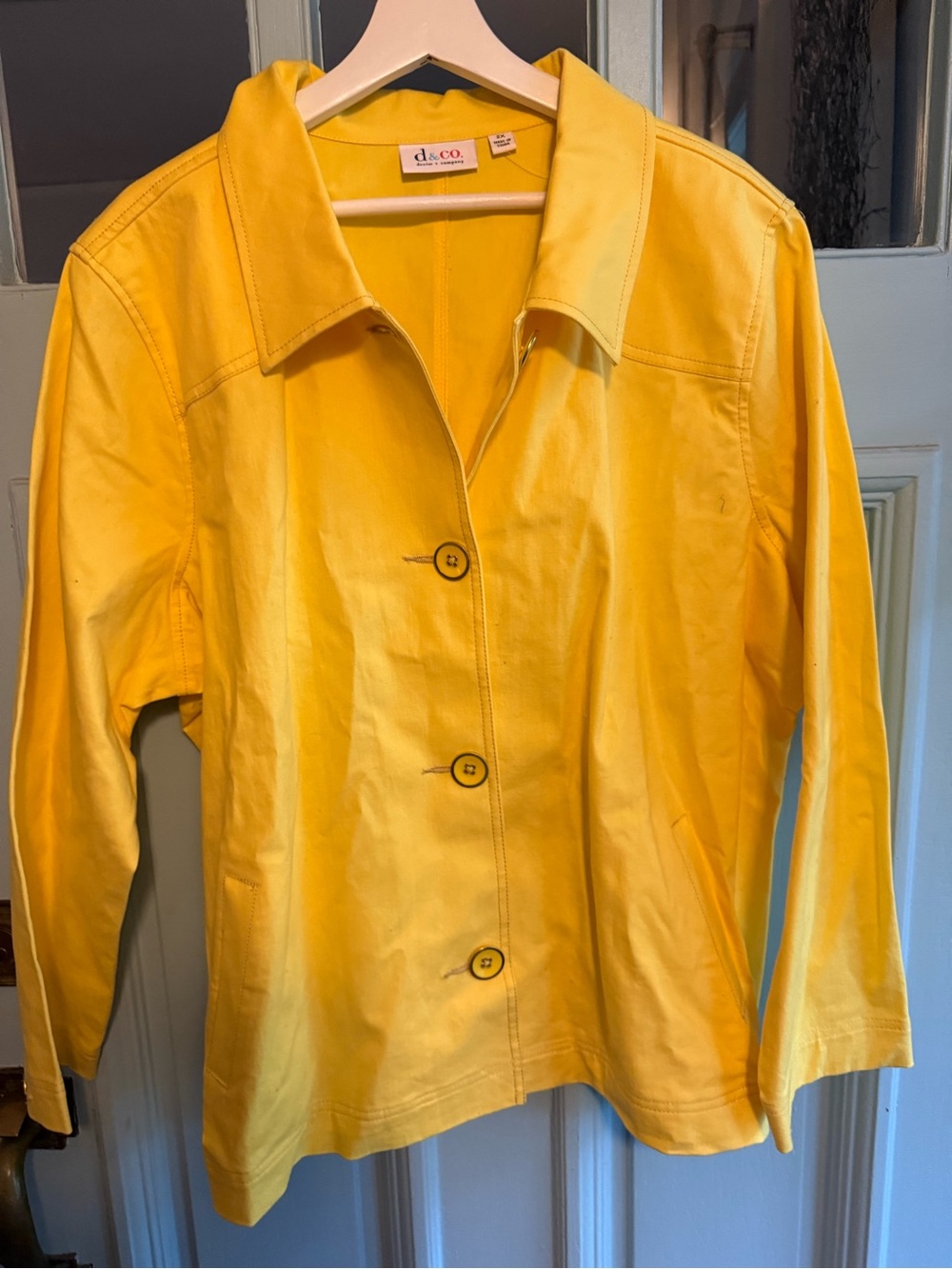 Denim&Co Bright Yellow Trench-Style Button Jacket